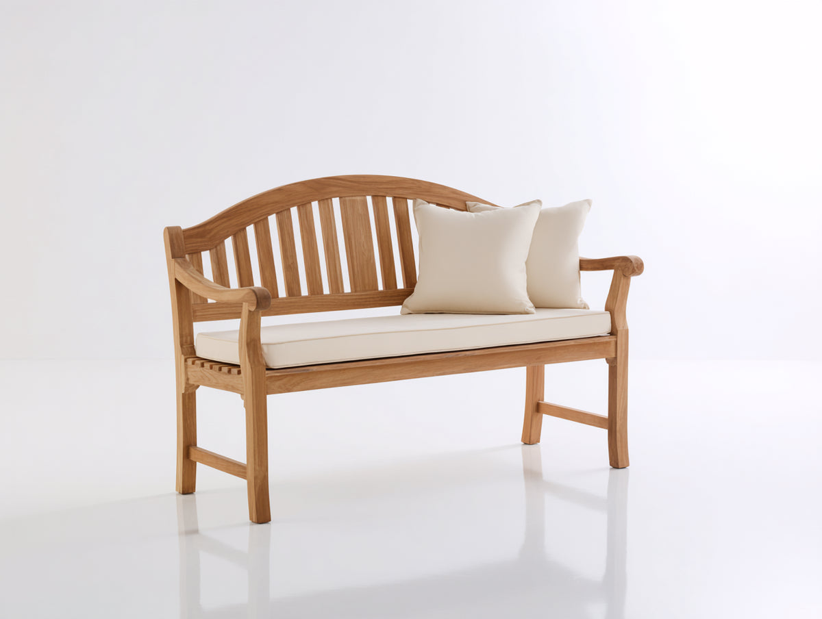 Bancos de jardín de madera maciza 160x62x92 cm - Marrón natural y crema - Diseño clásico con respaldo de listones