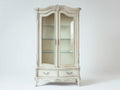 Vitrina 110 x 45 x 200 cm - madera blanco marfil - diseño clásico con 2 puertas de vidrio y 2 cajones