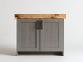 Aparadores de madera con 2 puertas 100 x 40 x 90 cm - Gris-Madera natural - Diseño moderno con encimera de madera y tiradores negros