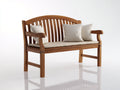 Bancos de jardín de madera maciza 135 x 58 x 94 cm - marrón nogal - banco con respaldo curvo de lamas y asiento acolchado