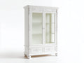 Vitrina de madera 108 x 44 x 188 cm - blanco - con 2 puertas de cristal 2 cajones y estantes interiores