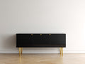 Mueble recibidor de 3 puertas 160x40x75 cm - negro y dorado - diseño moderno con patas metálicas altas