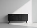 Mueble recibidor de madera manufacturada 160x40x78 cm - Negro - Diseño moderno con 4 puertas y patas elevadas