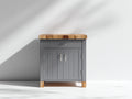 Aparadores de madera manufacturada 90x40x90 cm - Gris-Madera natural - Diseño moderno con 2 puertas y 1 cajón
