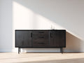 Mueble recibidor de madera con 2 puertas y 3 cajones 160 x 40 x 80 cm - Marrón oscuro-Negro - Diseño moderno con patas de metal