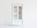 Vitrina 92 x 42 x 198 cm - madera blanca - diseño clásico con 2 puertas de vidrio y 2 cajones