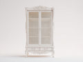 Vitrina de madera con 2 puertas de cristal y 2 cajones 100 x 45 x 190 cm - Blanco marfil - Diseño clásico ornamentado para exposición