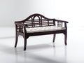 Bancos de jardín de madera maciza 132x60x92 cm - Marrón oscuro-Blanco crema - Diseño clásico con respaldo decorativo y cojín acolchado